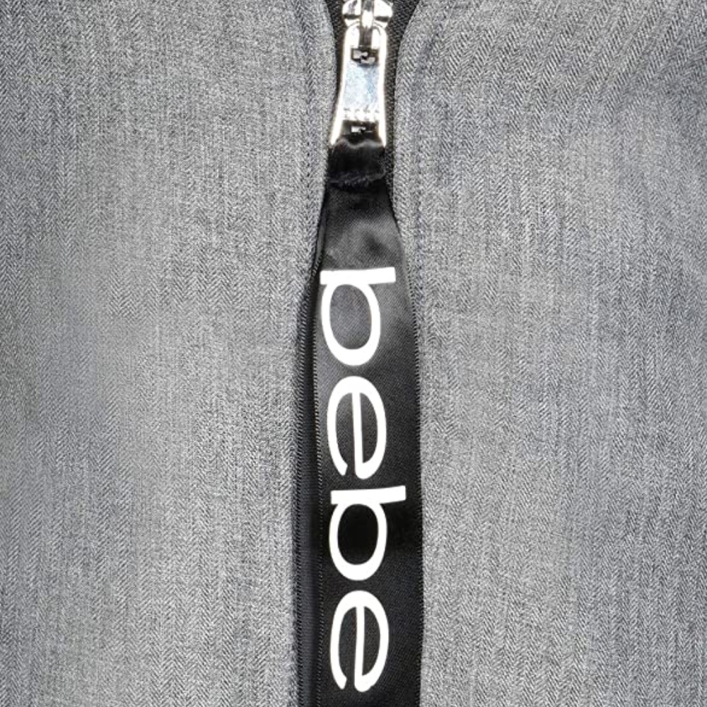 Bebe Gray Sport Fleece Lined Bomber Jacket in medi - Picture 3 of 8